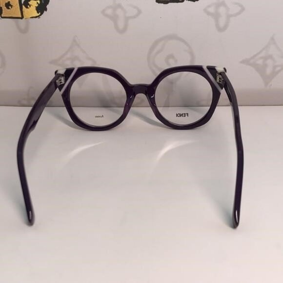 New Authentic Fendi FF0246 B3V Cat-Eye Eyeglass Frames – Purple & White","descri - Picture 8 of 11